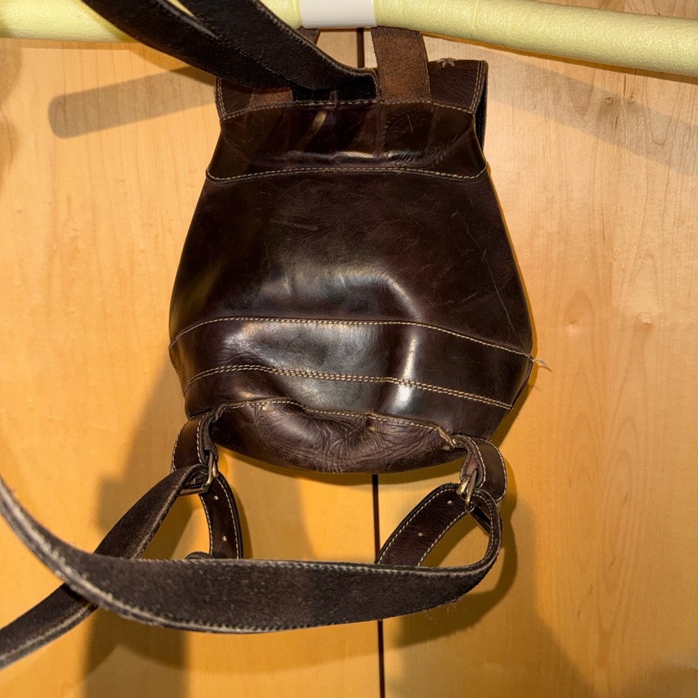 Elegant Dark Brown Leather Backpack - Picture 6 of 16